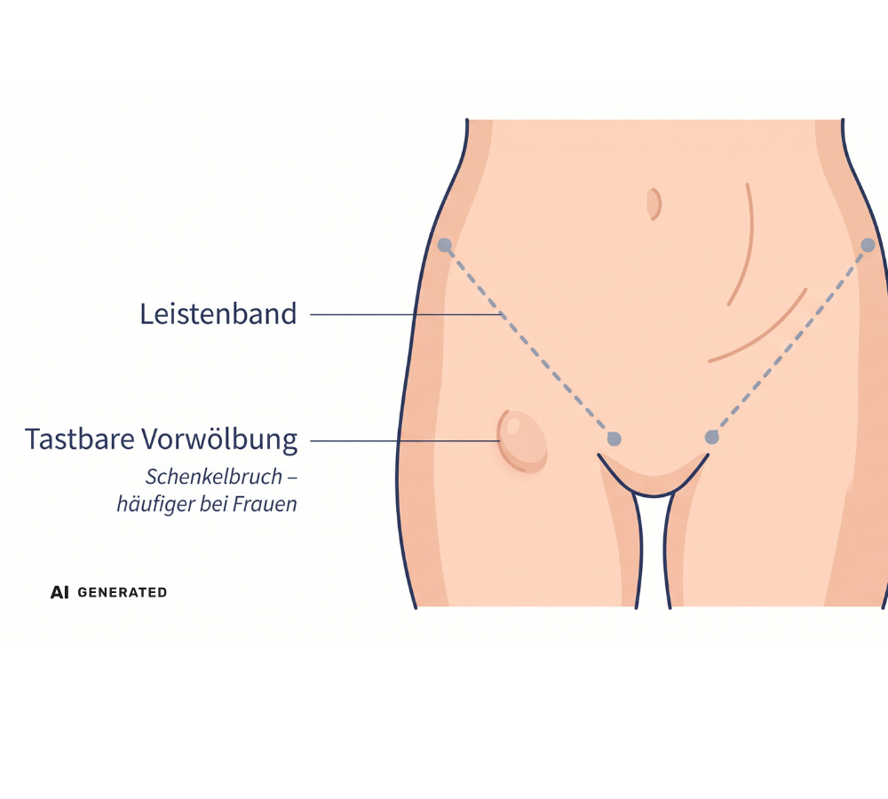 Hernienarten gezeigt an einem 2d-modellierten Körper