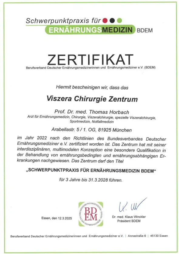 Zertifikat Ernährungsmedizin